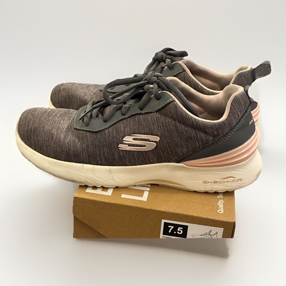 Skechers Women's Skech-Air Lace Up Sneakers in Black, Gray, and Pink Size 7.5